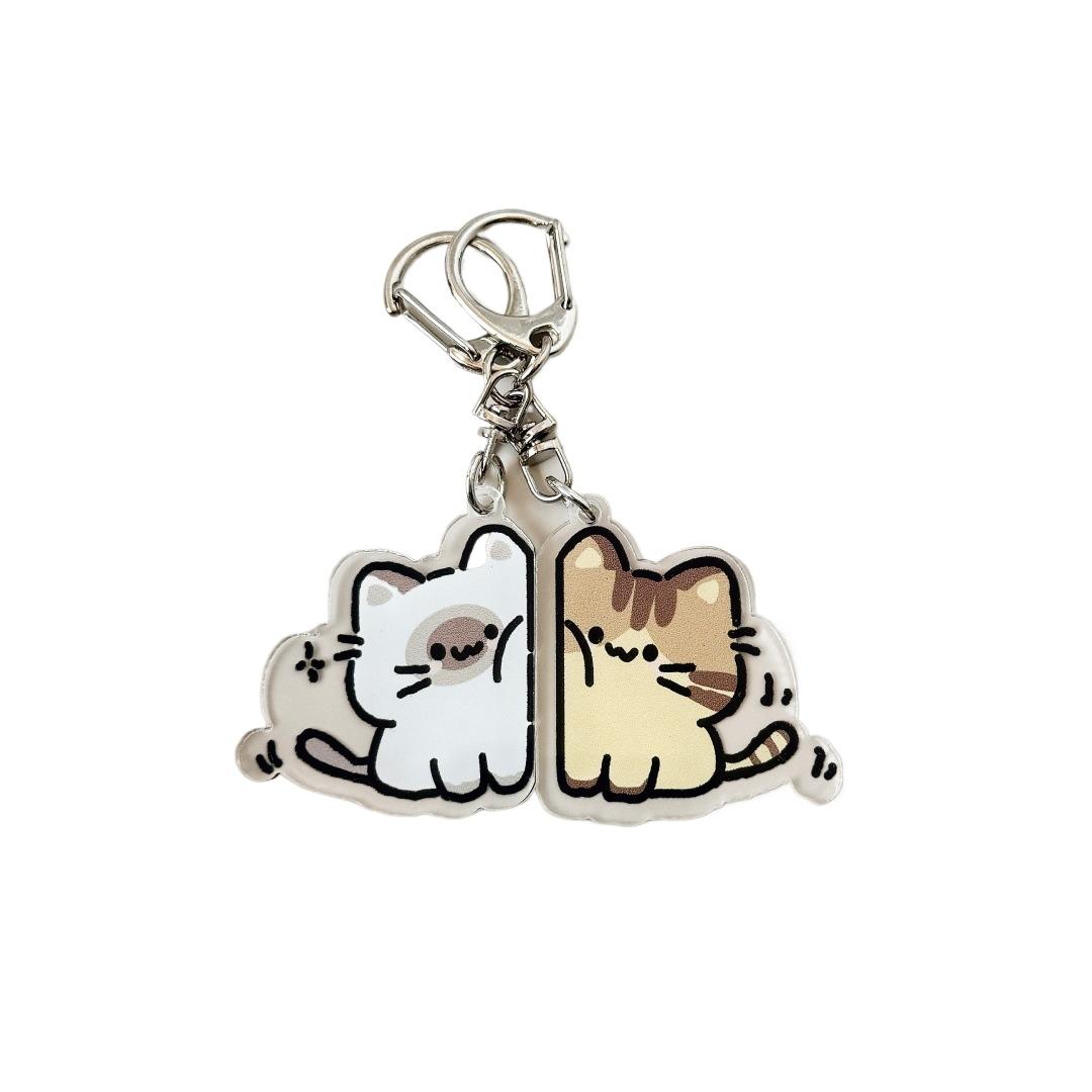 

BFF Cat Keychain HD Acrylic Besties Gift Cute Backpack Charm Friendship Token Lightweight жёлтый