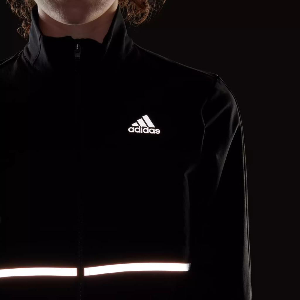 adidas Jaqueta Feminina com Zíper e Gola Alta com Estampa de Logo Preto GU3834