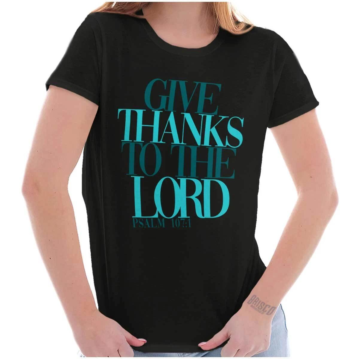 Christian Religious Give Thanks to The Lord Womens Top Junior Graphic Tee XXXL