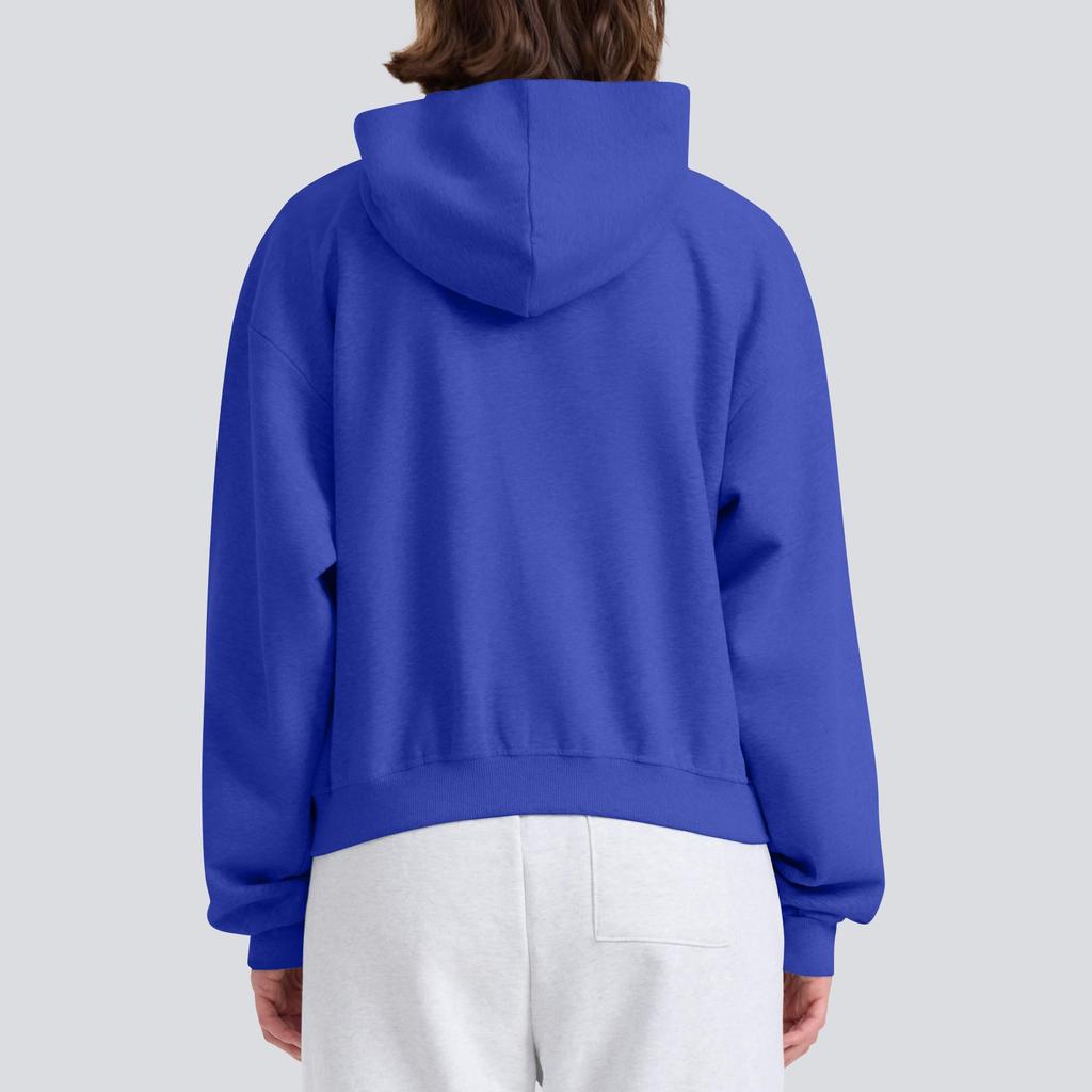 Women's Long Sleeve Solid Loose Zip Hoodie
