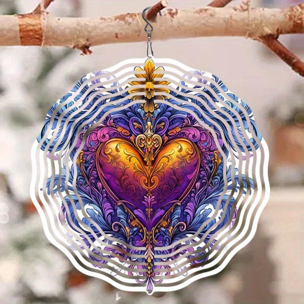 Vintage Cross Heart Windmill Outdoor Hanging Decor Infinite Rotation Wind Chime for Patio Garden Yard Home Classic Style