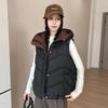 Korean women's winter hooded color matching cotton clothes vest top solid color warm sports leisure foreign style sleeveless vest