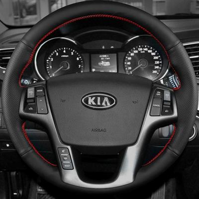 Černé potahy volantu z umělé kůže Ručně šité potahy volantu pro Kia Sorento 2009-2013 Autopříslušenství