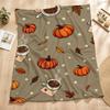 Cozy Autumn Harvest Flannel Throw Blanket-Soft & Warm with Pumpkin, Coffee Mug and Falling Leaf Pattern Ideal for Couch, Bed, Office & Travel Perfect