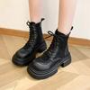 Fashion 2024 New Internet Famous Lace Up Fashion Boots for Women Round Toe Side Zipper Thick Soled Casual Knight Boots Plus Size 40