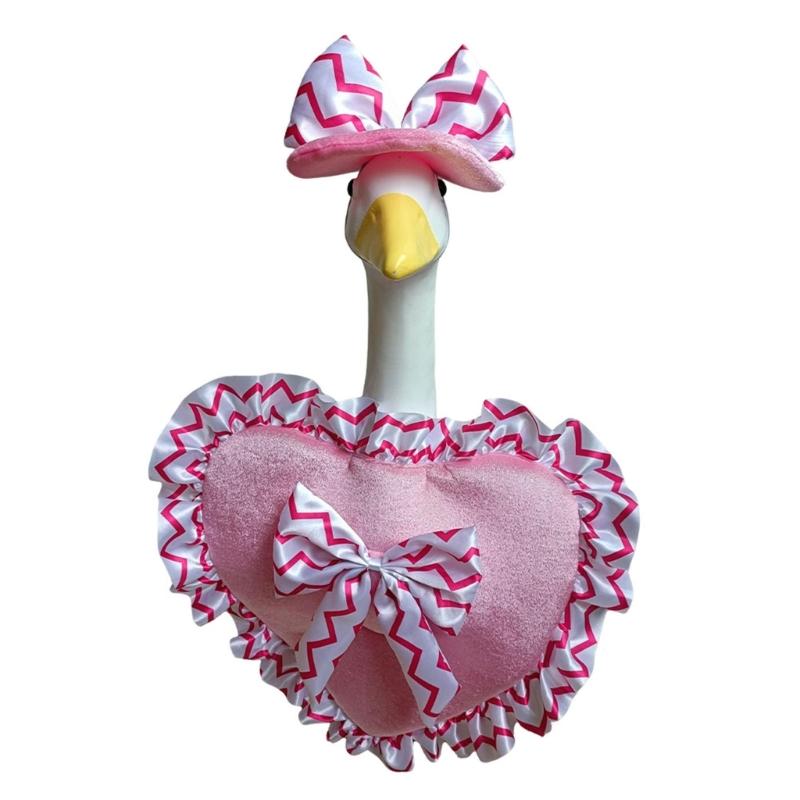 Festiwalowy Różowy Koronkowy Serce Zewnętrzna Statua Gęsi Na Werandę Ogród Walentynkowe Świętowanie Łatwa Instalacja Dekoracja Świąteczna