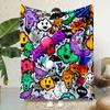 Graffiti Monster Print Blanket Reversible Flannel Throw for Urban Art Lovers AllSeason Comfort Edgy Design Gift