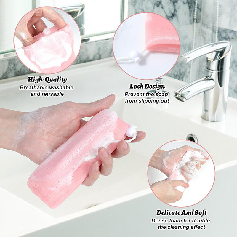 Hand Soap Face Cleaning Soap Bubble Net Can Hang Foam Net Bag Bathroom Shower Supplies Ribbon Bubble Net Soap Bags