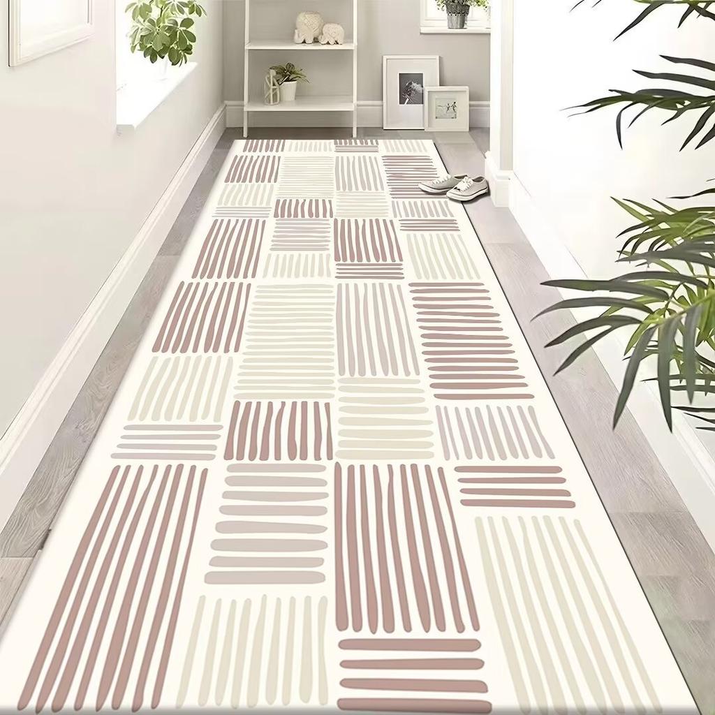 Light Luxury Style Long Carpet Household Absorbent Non-slip Floor Mat Dirt Resistant Geometric Floor Mat Decoration