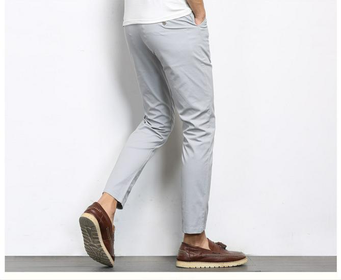 Korean Style Men's Slim Fit Casual Cotton Elastic Pants - Spring/Autumn
