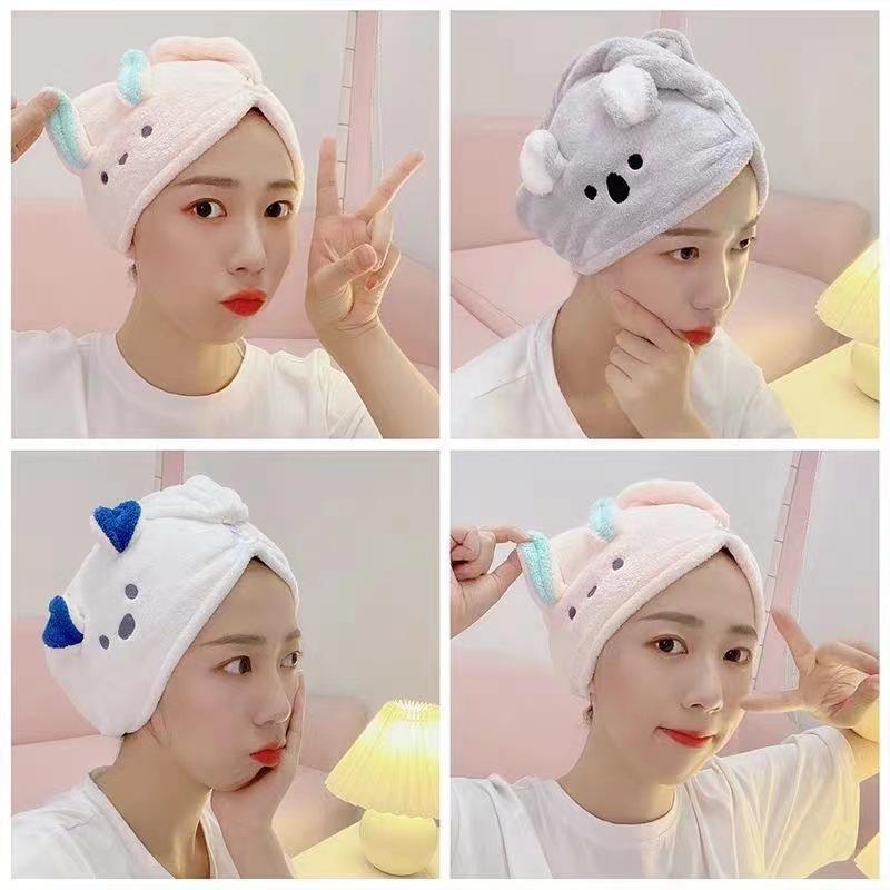 Korean Rabbit Ears Quick-Dry Hair Towel - Cute Cartoon Absorbent Cap for Girls & Adults