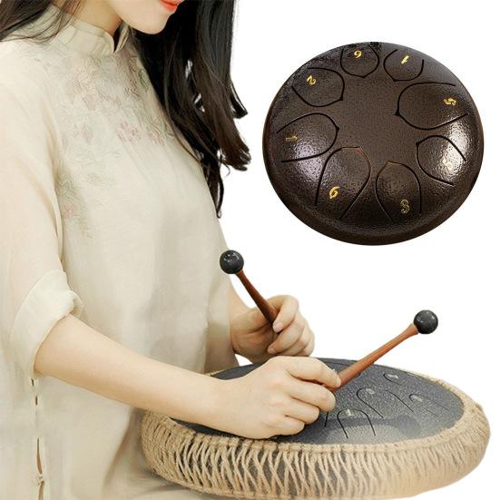 Steel Tongue Drum Rain Chime Hand Drums Sound Healing Instruments Chakra Tank Drum for Musical Education Meditation Yoga Zen