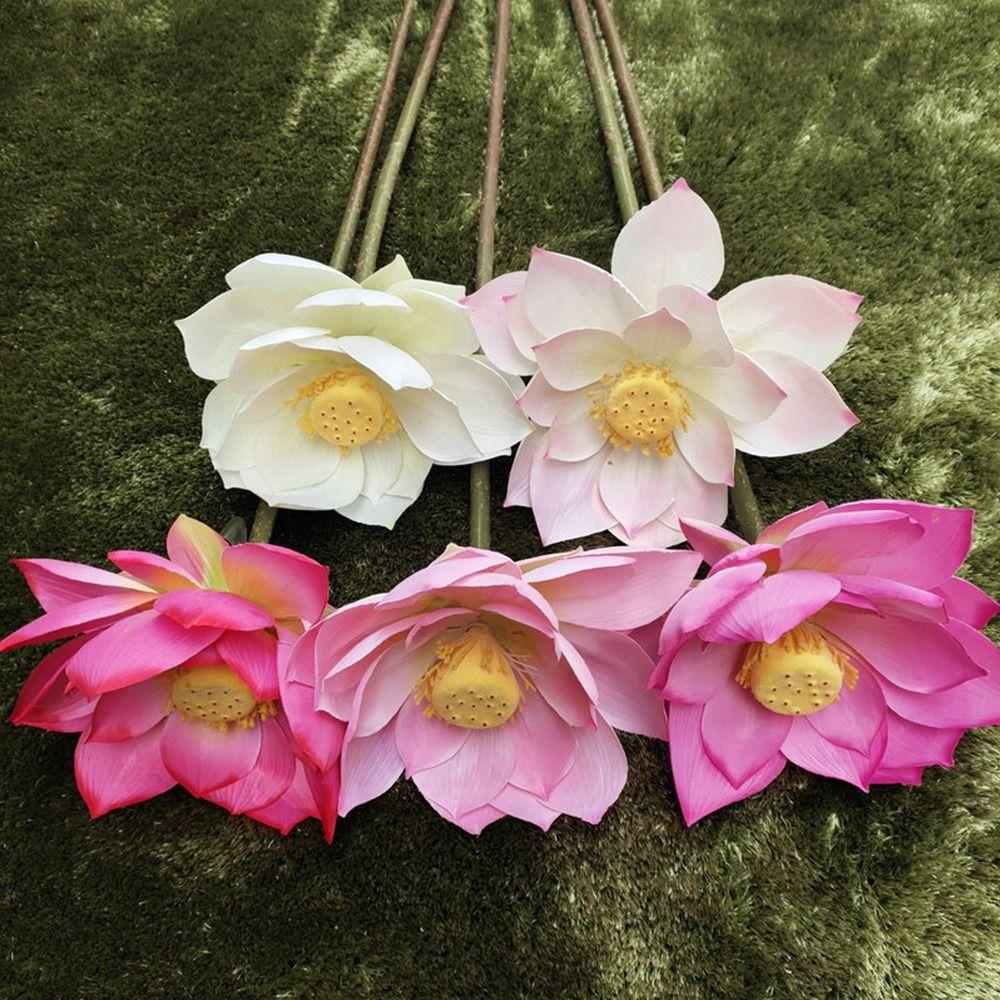 Long Stem Simulation Lotus Flower Green Plant Decorative Flower Home Decoration