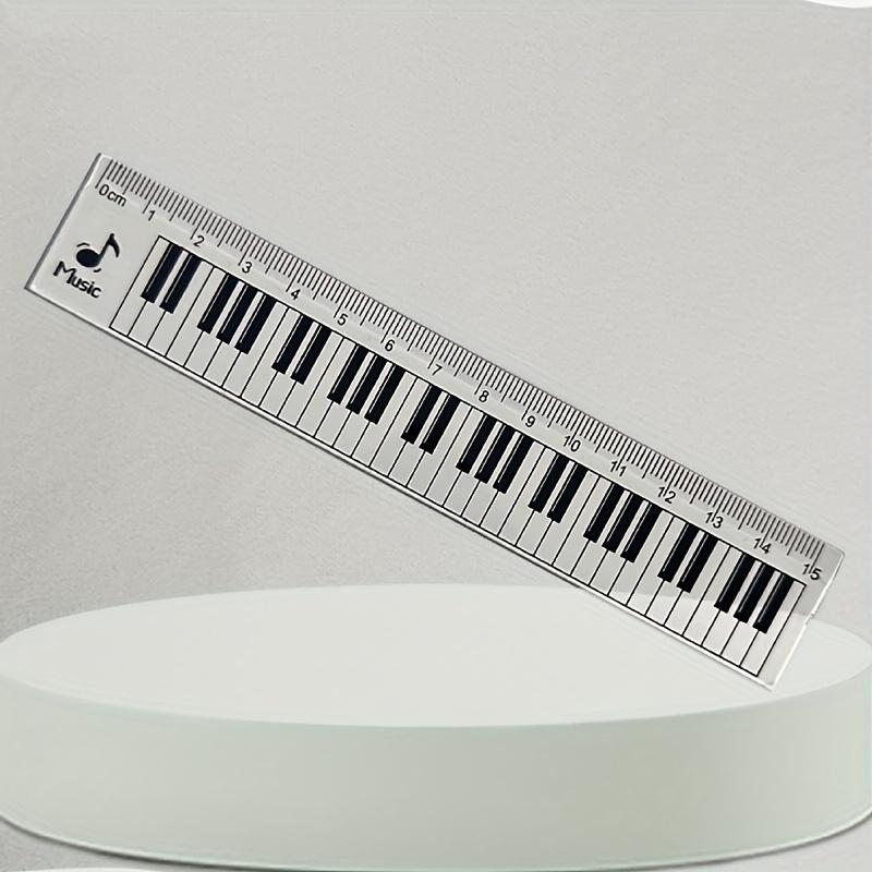 1 Stück Klaviertastatur-Lineal mit Noten - Transparent - 15cm/6in - Doppelfunktions-Messwerkzeug & Musikpädagogisches Hilfsmittel