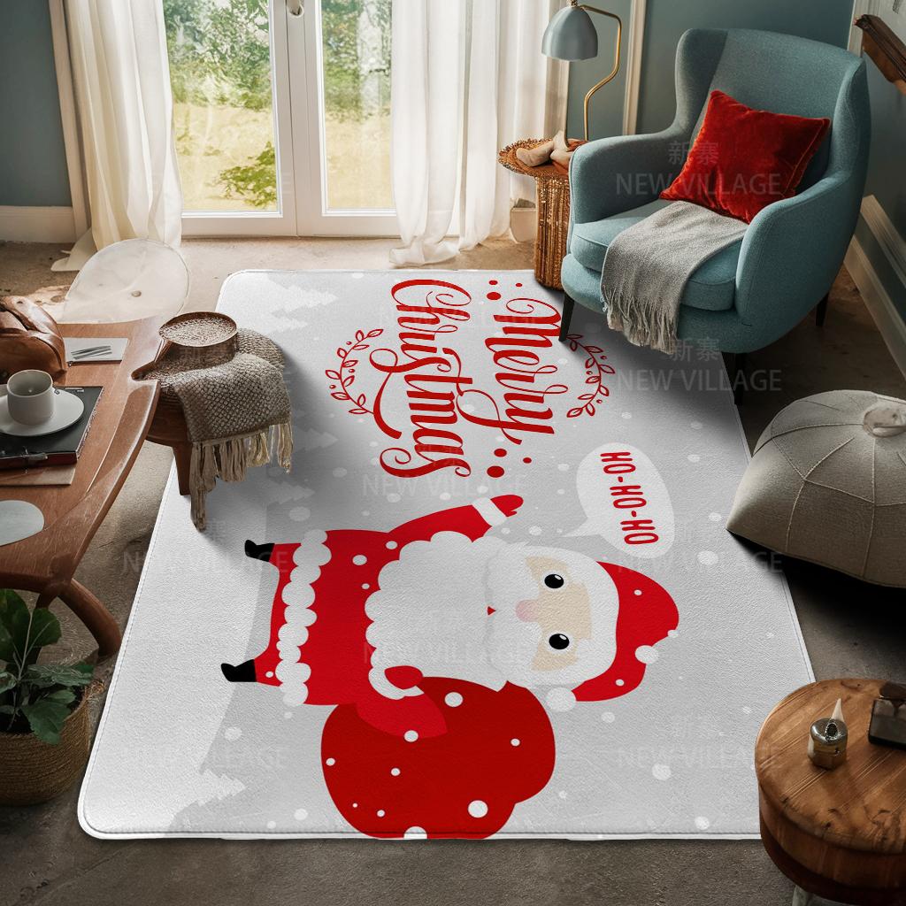 House Entrance Carpet Home Door Mat Living Room Bath Foot Bathroom Non-slip Water Absorption Rugs Bath Merry Christmas Winter