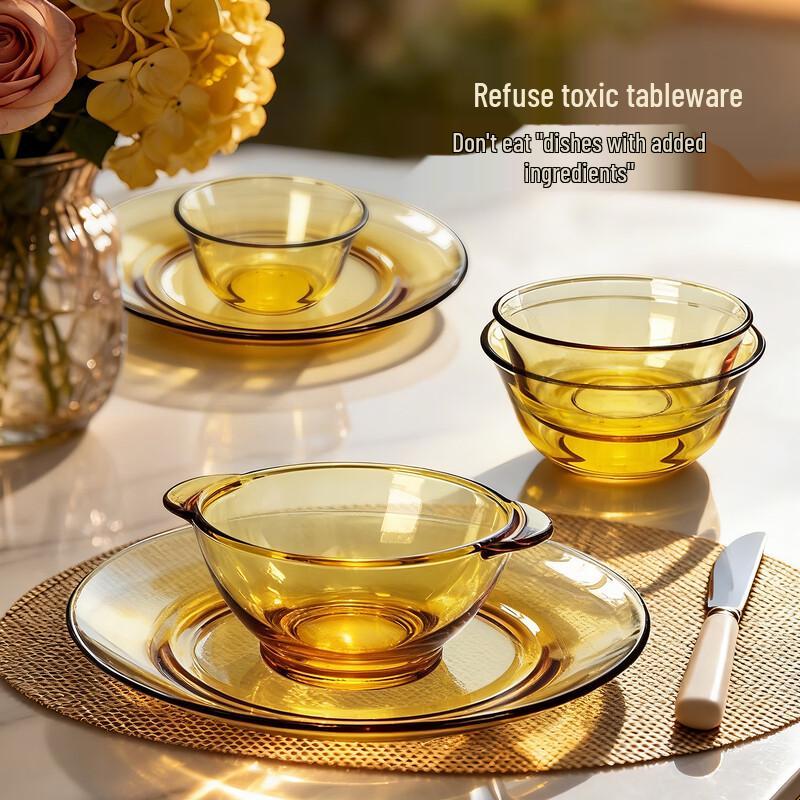 QINGPINGGUO Heat-Resistant Borosilicate Glass Bowl Set