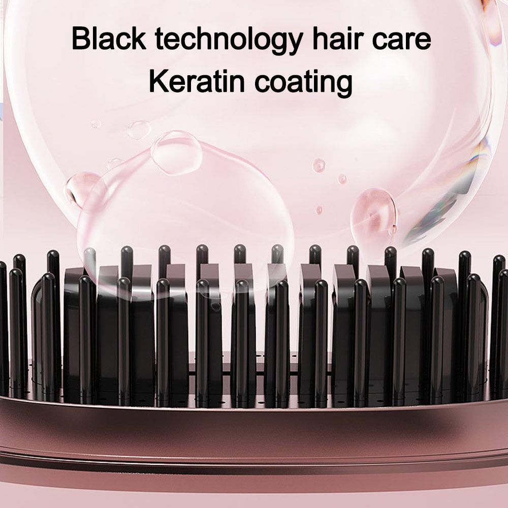 Rechargeable Hair Straightener Comb Cordless Detangler Electric Heating Hair Straightener Brush