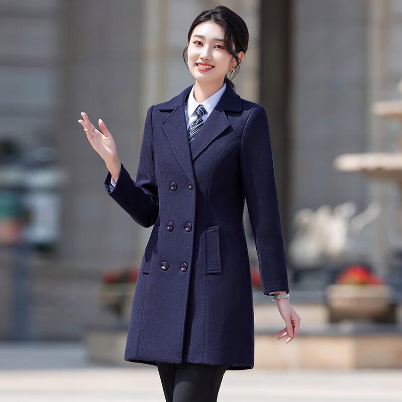 Women's Double-Breasted Wool Blend Mid-Length Coat