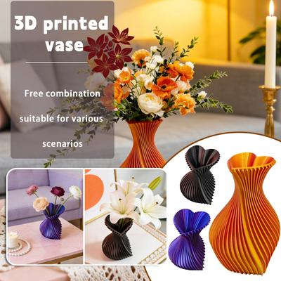 3D Printed Vase With Unique Textured Silhouette - Modern Artistic Decor Vase For Home Living Room Table, Desktop Ornament & Floral Display