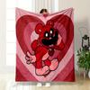 Red Cartoon Bear with Heart Background Patterned Flannel Blanket Perfect for the Bedroom Living Room, Sofa, or a Little Nap