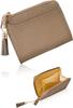 [GRAV] Petit Portefeuille pour Femme, Porte-Monnaie, Cuir Véritable, Design Bicolore, Compact, Peut contenir des Billets Pliés, Petit, Mince, Demi-Portefeuille à Fermeture Éclair en L,
