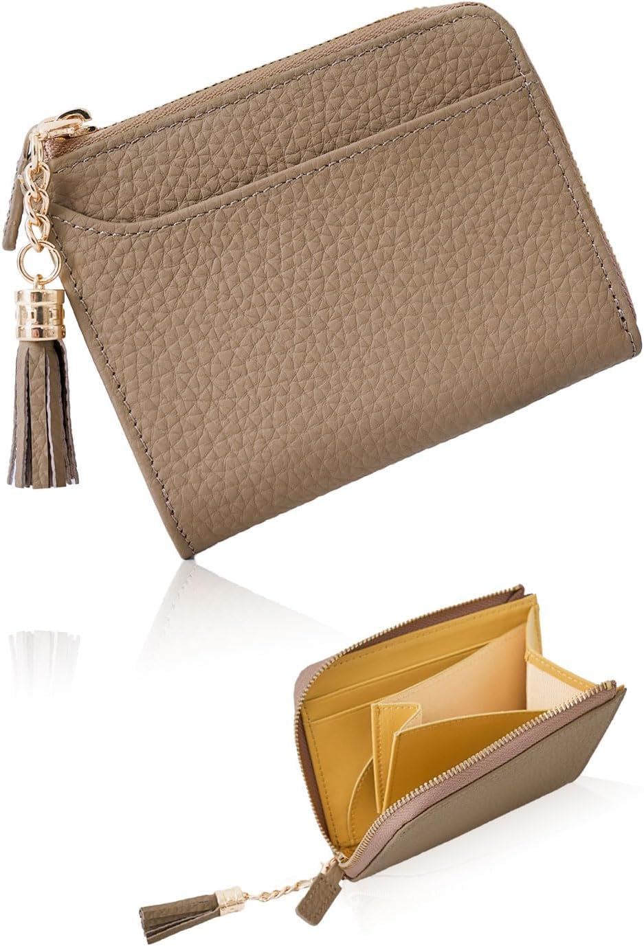 

[GRAV] Женский Мини-кошелек, Кошелек для мелочи, Натуральная кожа, Двухцветный дизайн, Компактный, Вмещает сложенные купюры, Маленький, Тонкий, Кошелек-полумесяц на молнии L-образной формы,