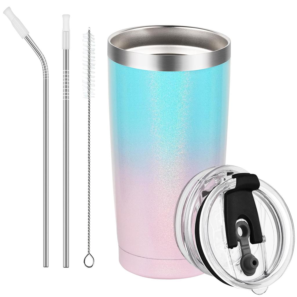 Livole Stainless Steel Tumbler, Vacuum Insulated, Keeps Cold or Hot, 600ml Capacity, Double-Walled Design, with Lid, Spill-Proof, and Straw, Perfect