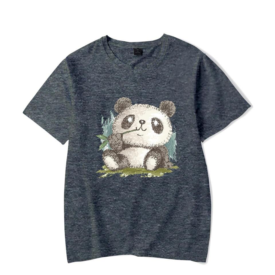 Cute Panda Print T-shirts For Women Summer Lovely Short Sleeve Casual Round Neck T-shirts Ladies Creative Personalized Tops