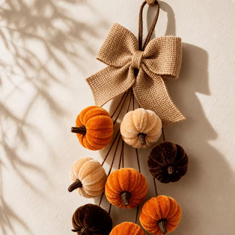Artificial Pumpkin Hanging Ornament Thanksgiving Fall Door Wall Decoration Harvest Festival Party