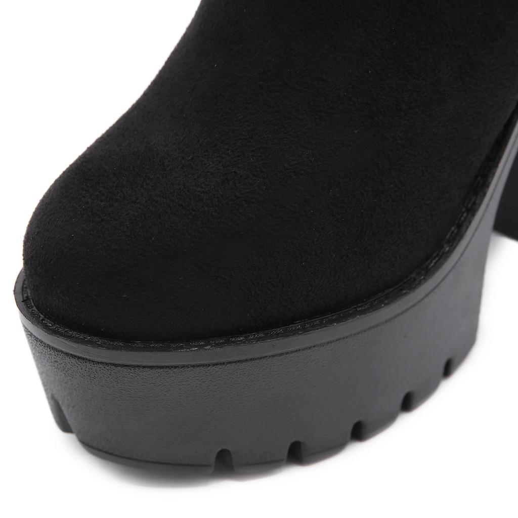 Fashion 2024 New Womens Side Zipper Ankle Boots Comfortable Platform Buckle Women Platform Thick High Heel 13Cm Ladies Boot