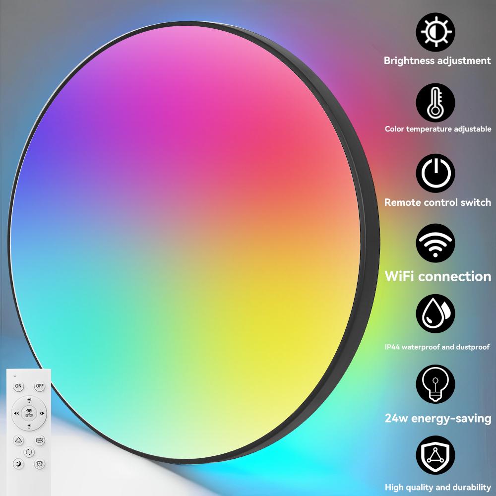 Smart LED Ceiling Lamps Bluetooth APP Control Ceiling Light 110-265V Dimming RGB Panel Light Ceiling Lamp Bedroom Light Fixture
