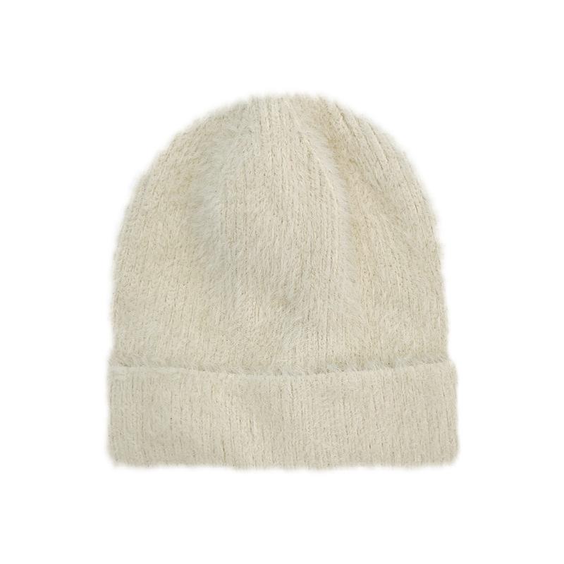 Winter Imitation Mink Hair Children's Knitted Hat, Solid Color Imitation Rabbit Hair Wool Hat for Boys and Girls Outdoor Warm Cold Hat