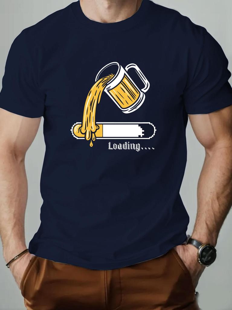 Beer Tshirt Mens Tracksuit Cotton Casual Sportswear Crew Neck Pullover Short Sleeve Tops Breathable Fashion Summer Streetwear