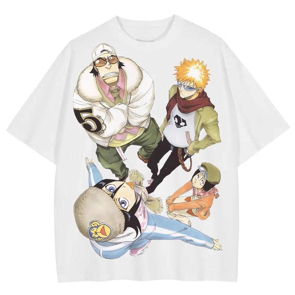 Bleach Anime T-shirt Vintage Y2K Dark Anime Graphic Unisex Oversized Gothic Crew Neck Cotton Short Sleeve Tee Tops Gift for Fans