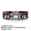 RUI RUI YU Men Women Retro Oval Turquoise Artificial Leather Bracelet
