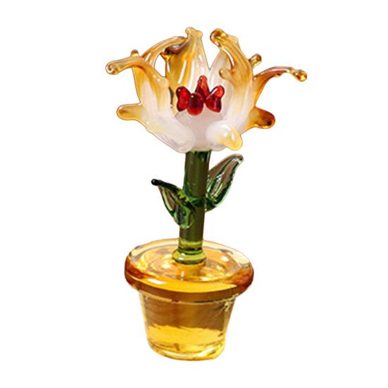 

Handcraft Glass Flowers Figurines Hand Blown Mini Potted Flower Ornament Collectible Floral Gifts for Mother s Day Birthday Christmas B