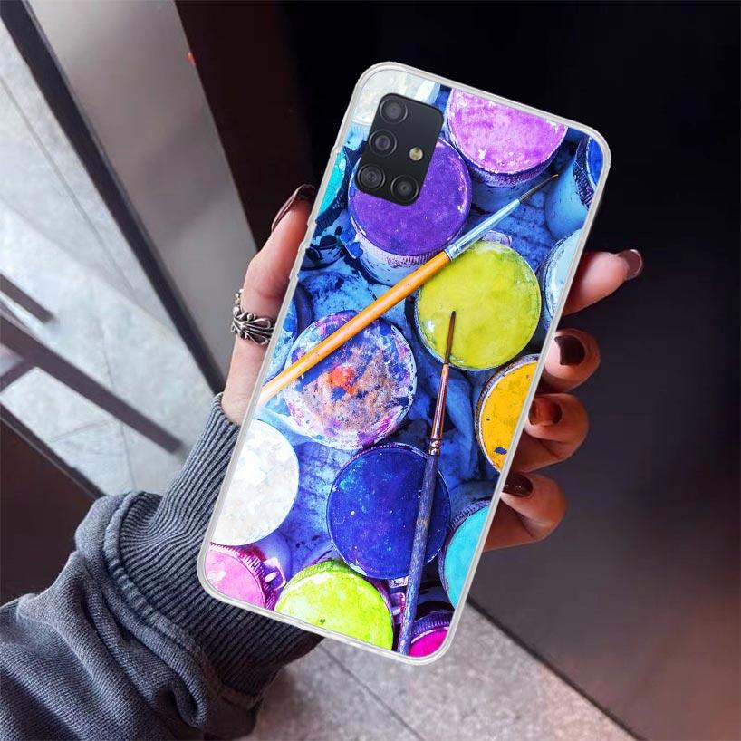Watercolors Set Paint Palette Painting Box Phone Case For Samsung Galaxy A12 A52S A42 A32 A22 A51 A50 Note 20 Ultra 10 S10 Plus