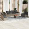 Vidaxl 9-Cz. Conjunto de Muebles de Jardín con Cojines, Gris, Poliratán