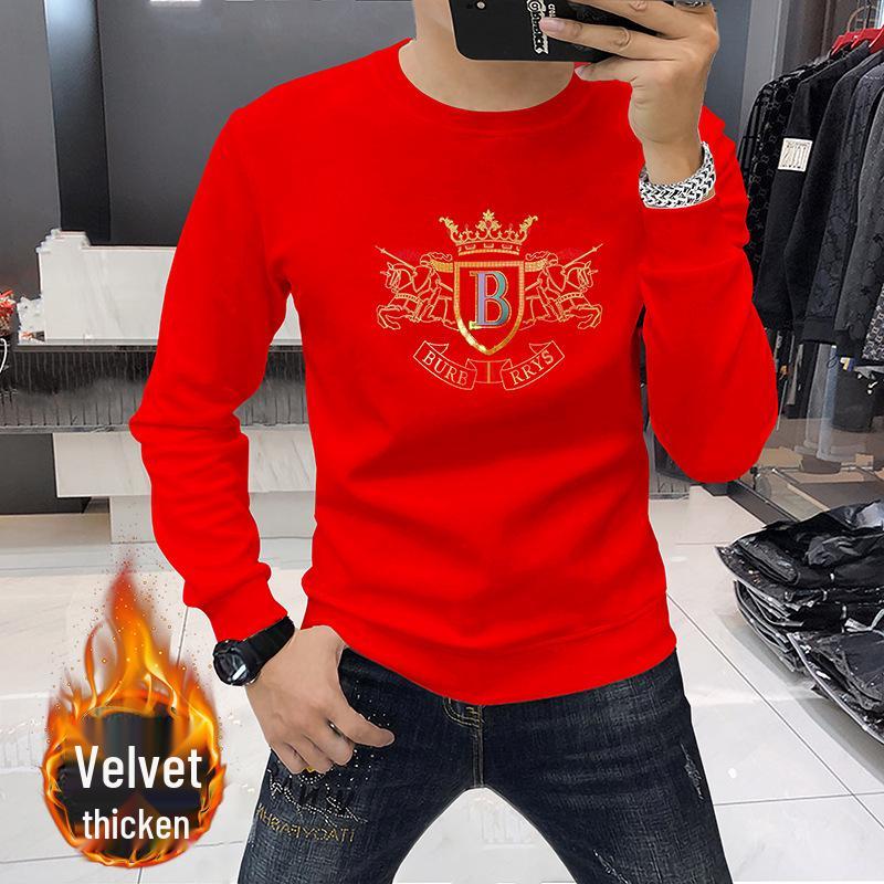 2023 European Style Slim Fit Men's Rhinestone Letter Sweatshirt