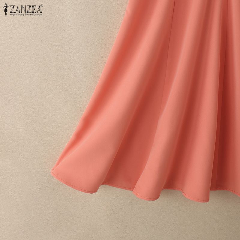 ZANZEA Women Summer Round Neck Casual Short Sleeve Print Dress