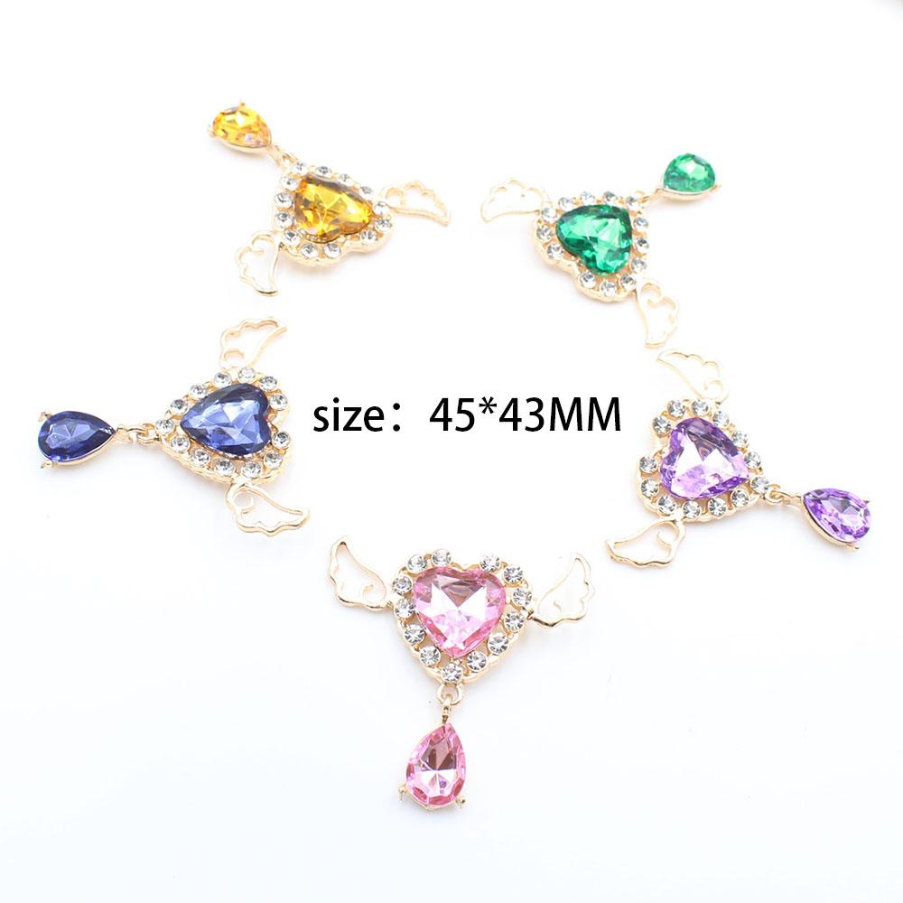 Neues 5-teiliges 43 mm * 45 mm herzförmiges Flügel-Acryl-Strassstein-Anhänger, verwendet für Hochzeitsdekoration, Brosche, Schleife, Haarschmuck