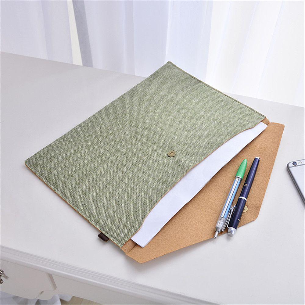 Buy 1pc Imitation Linen Canvas File Bag Button Closure Folder Bag ...