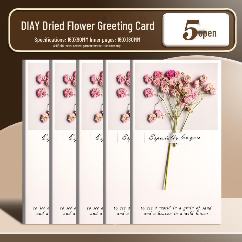 Handmade Dried Flower Greeting Card for Mother's Day, Thanksgiving, Birthdays & More