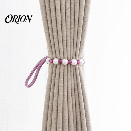 No Drill Curtain Buckles 2Pcs Tiebacks with Pearls, Handmade Decorative Holdbacks Rope, Outdoor Farmhouse Ties Tie Backs for Curtains, Holders Drapes