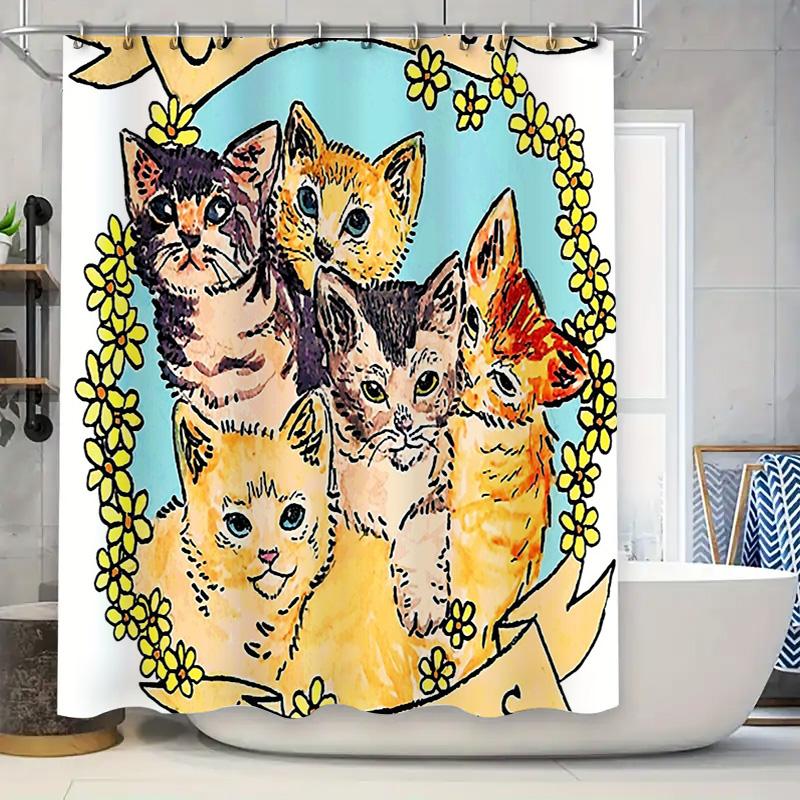 

Милая Кошка Шторка для Душа Животный Рисунок Декор для Ванной Стирка Водонепроницаемая Подкладка Домашний Текстиль Художественный Дизайн Современный Стиль 90x180cm