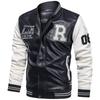 Young and Middle-aged Baseball Jersey Autumn and Winter Men's Fleece PU Leather Jacket Trendy Motorcycle Jacket