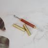 Pear Wood Coffee Latte Art Needle with Golden Hoop Handle
