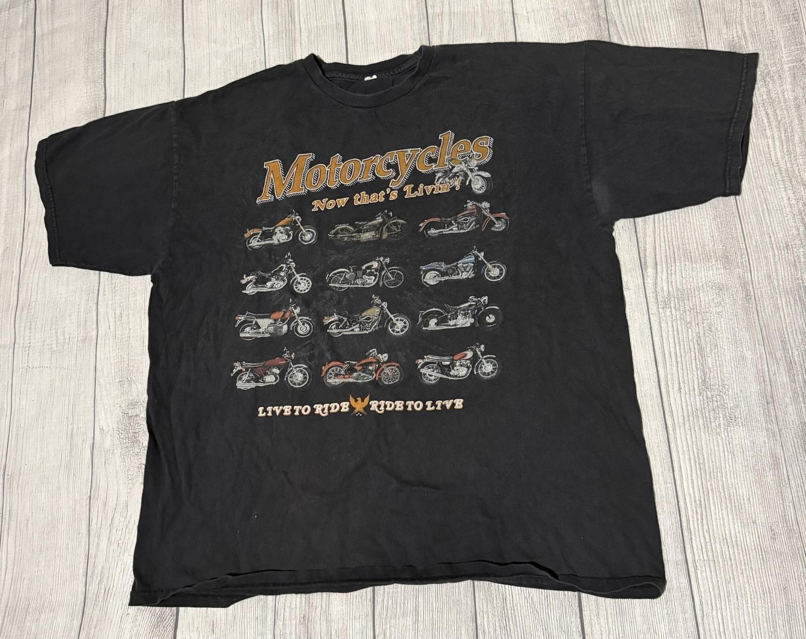 Vintage Motorcycle T Shirt Live To Ride Ride To Live Size XL See Dimensions XXXL