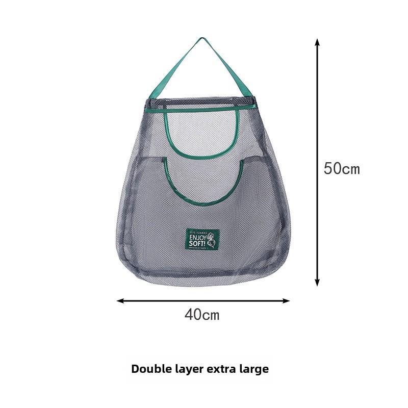 

Портативная сетчатая сумка для хранения фруктов и овощей — воздухопроницаемая, удобная для переноски, идеально подходит для лука, имбиря и чеснока.