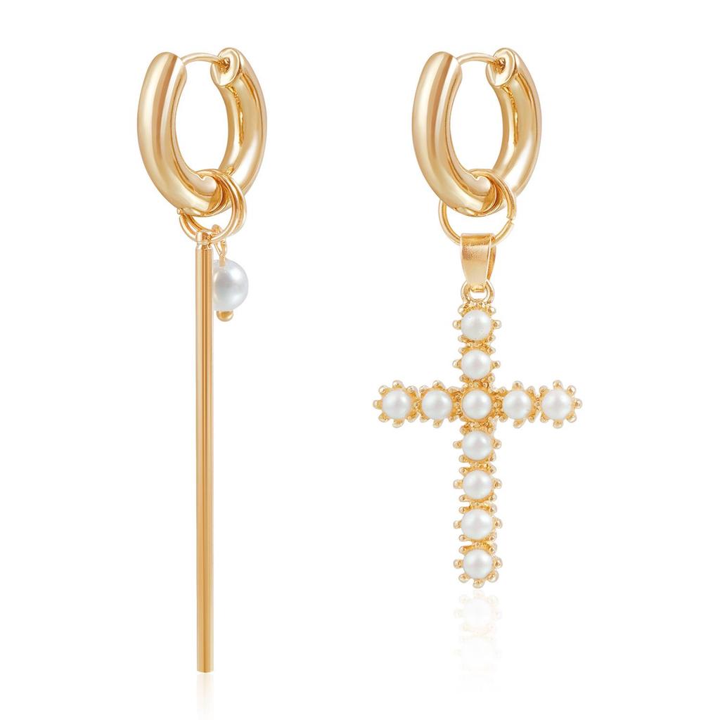 European & American Luxurious Heart & Star Flower Drop Earrings with Ear Cuffs